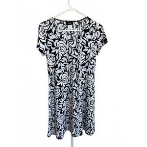 MSK Women's Black and White Floral Print Dress, Size Small